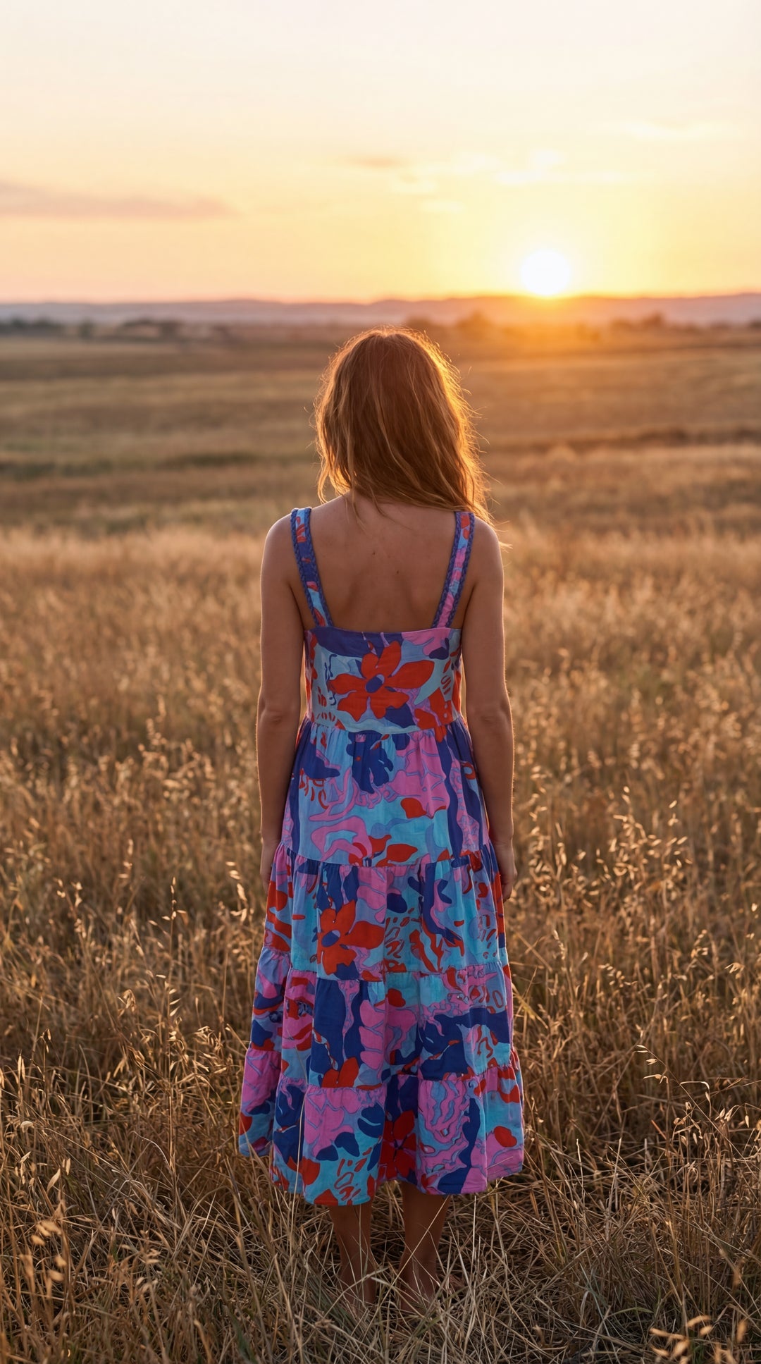 Flora Sundress Organic Cotton Batonical Print Strap Maxi Dress