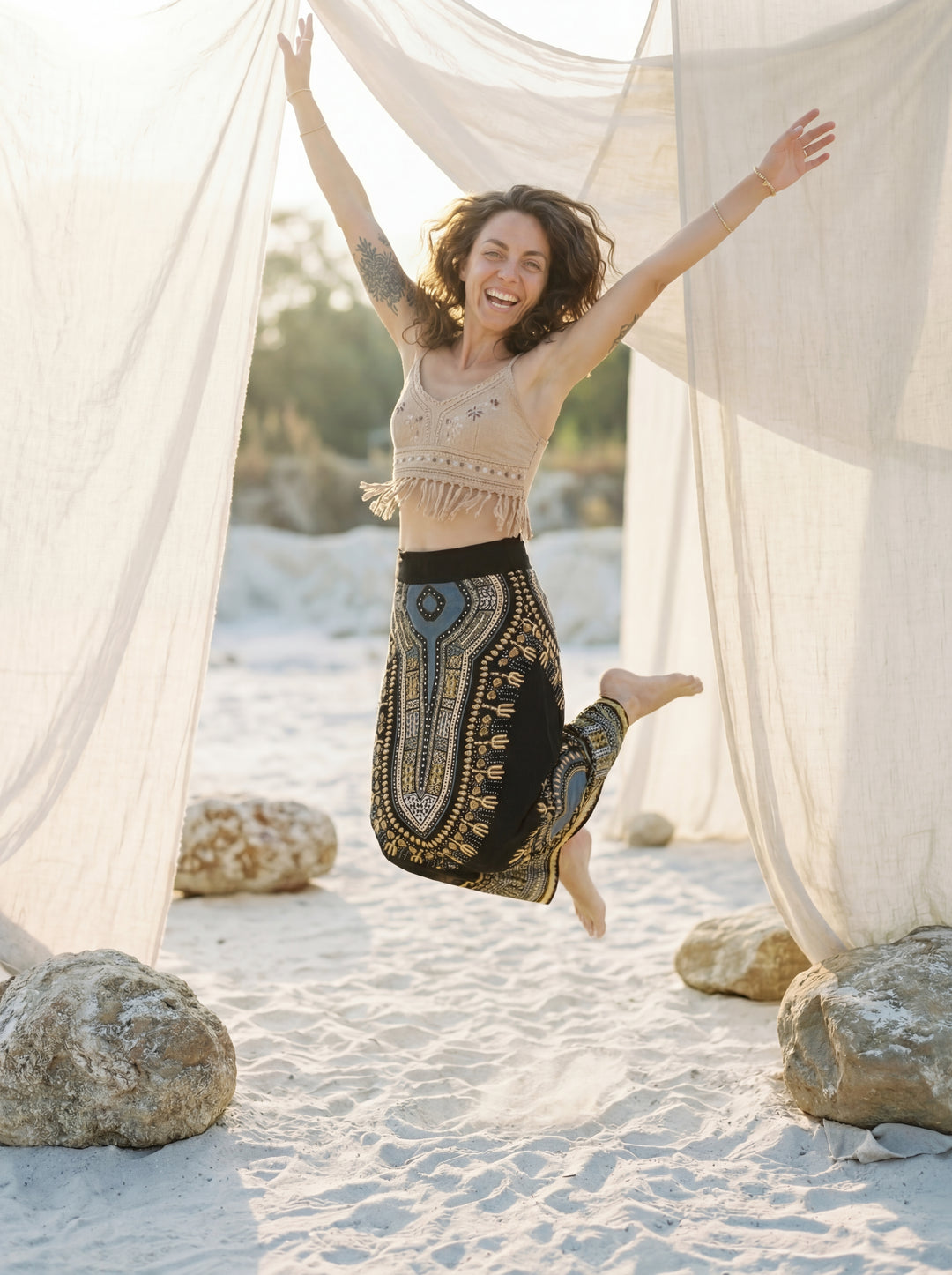 African Print Cotton Maxi Skirt, Tribal A-Line Festival Clothing