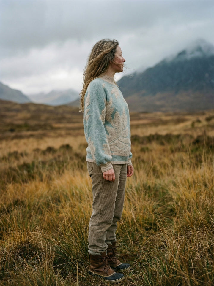 Luxury Embroidered Cashmere Blend Jumper – Oversized High-Low Knit with Puff Sleeves (UK 8-14) (Copy)