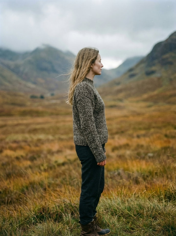 Luxury Cashmere & Wool Pointelle Knit Jumper – Scalloped Mock-Neck & Diamond Detail (UK 8-14)