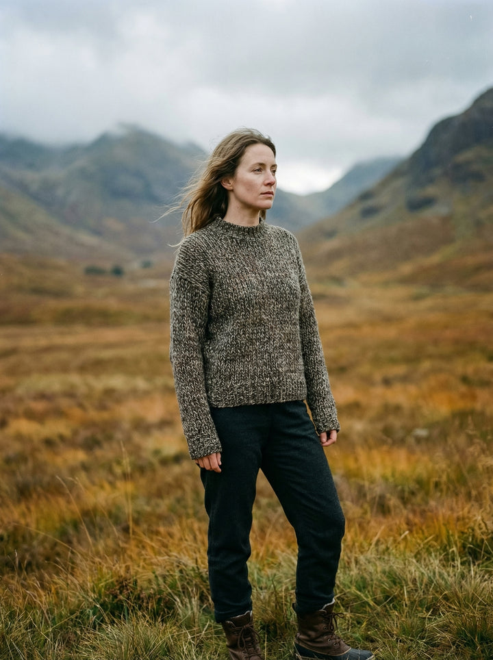 Luxury Cashmere & Wool Pointelle Knit Jumper – Scalloped Mock-Neck & Diamond Detail (UK 8-14)
