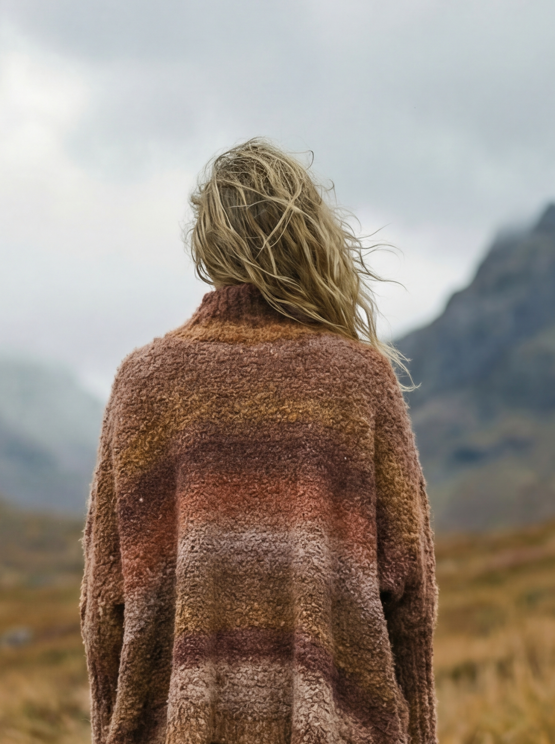 Luxury Ombre Cashmere Blend Jumper – Oversized Cowl Neck Sweater (One Size UK 8-14)