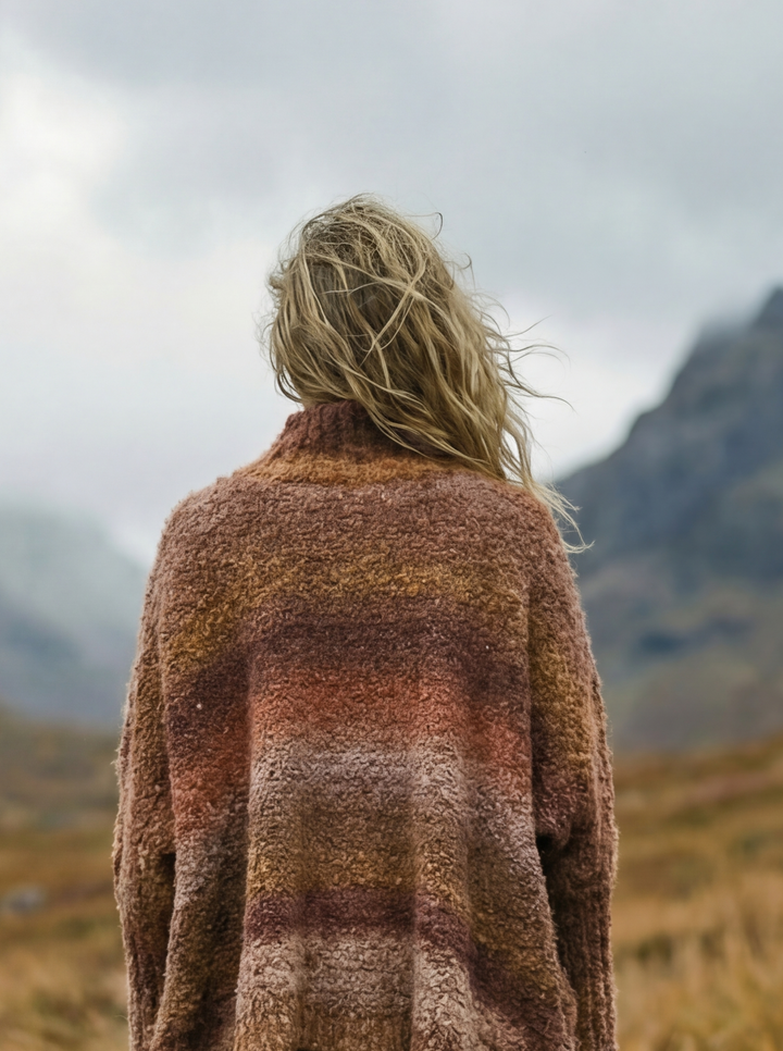 Luxury Ombre Cashmere Blend Jumper – Oversized Cowl Neck Sweater (One Size UK 8-14)