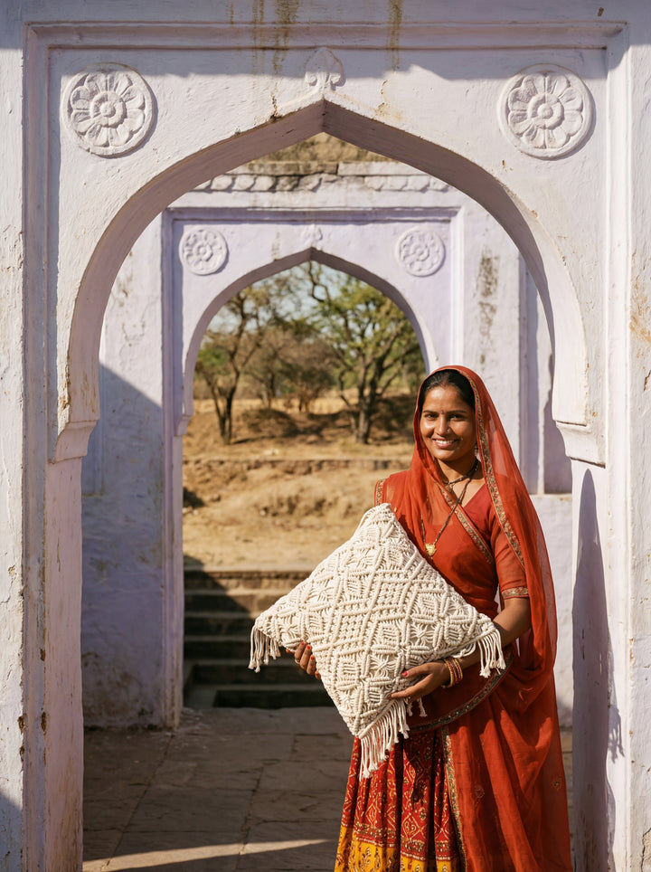 The Empowerment Pillow: Artisans of Humanity 18x18" Hand-Woven Cotton Throw Cushion