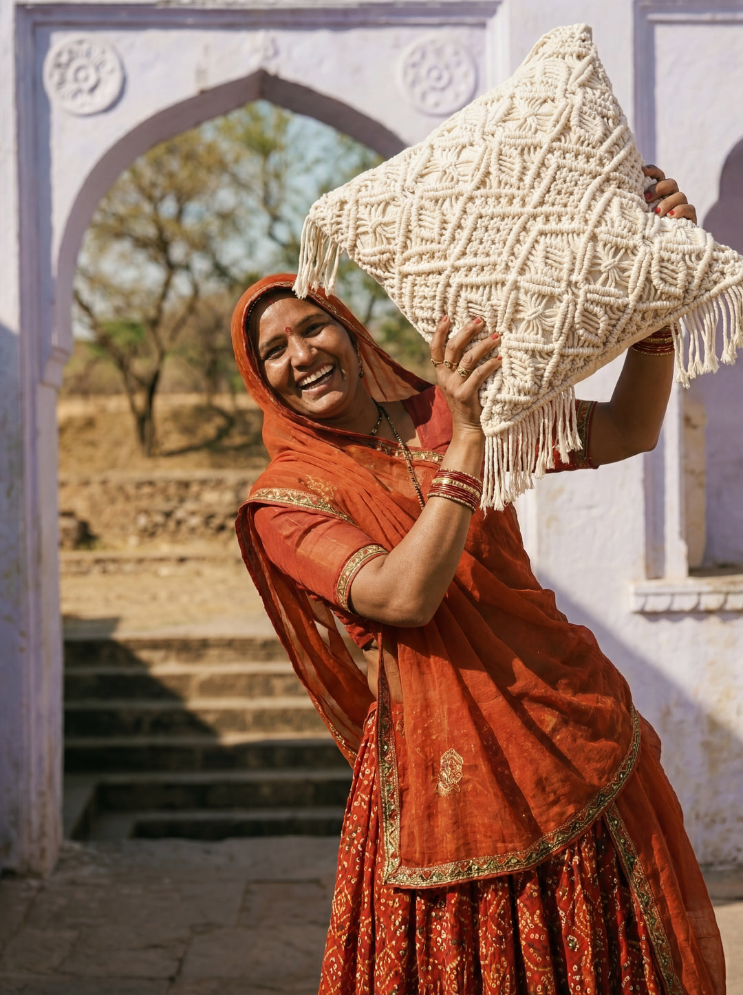 The Empowerment Pillow: Artisans of Humanity 18x18" Hand-Woven Cotton Throw Cushion