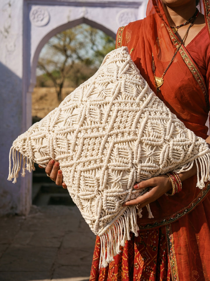 The Empowerment Pillow: Artisans of Humanity 18x18" Hand-Woven Cotton Throw Cushion