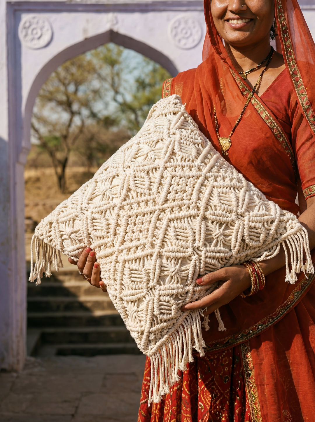 The Empowerment Pillow: Artisans of Humanity 18x18" Hand-Woven Cotton Throw Cushion