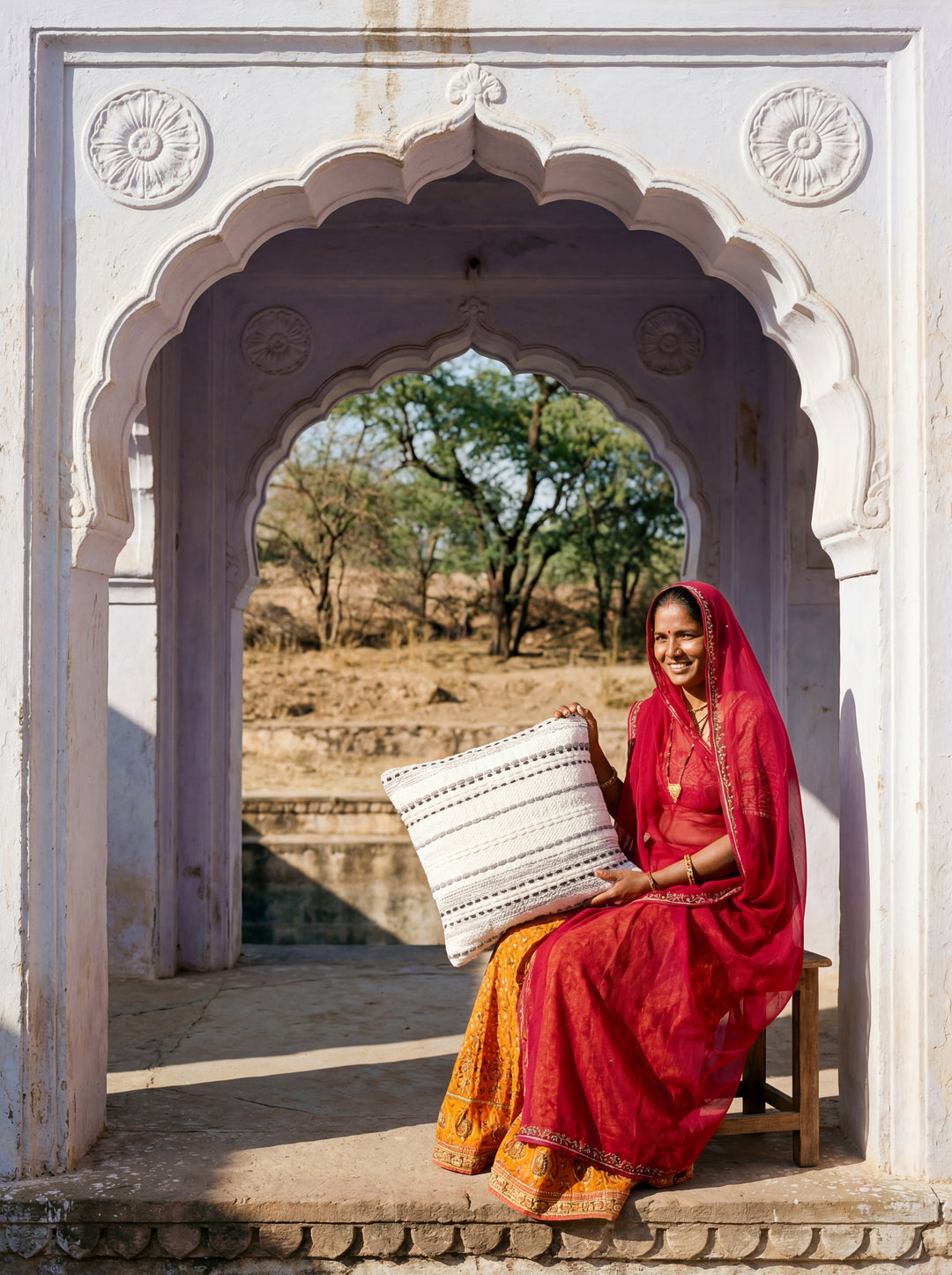 The Cluster Weave: Handcrafted Indian Cluster Weave Cushion – 18x18" Sustainable Cotton