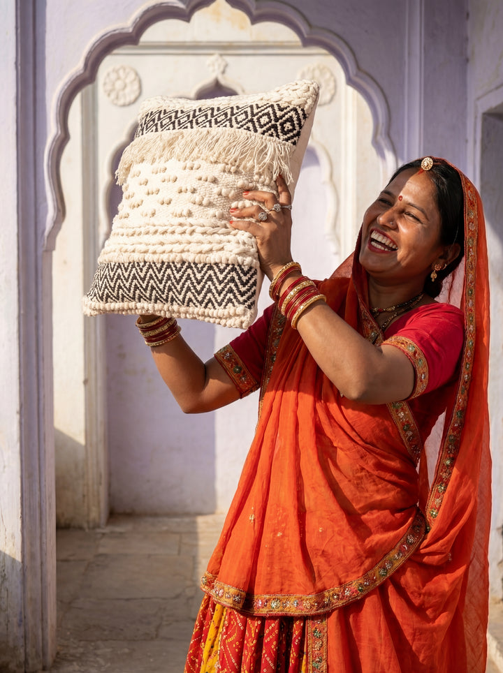 The Sacred Arch: 18x18" Heavyweight Textured Cotton Cushion – Artisans of Humanity Original