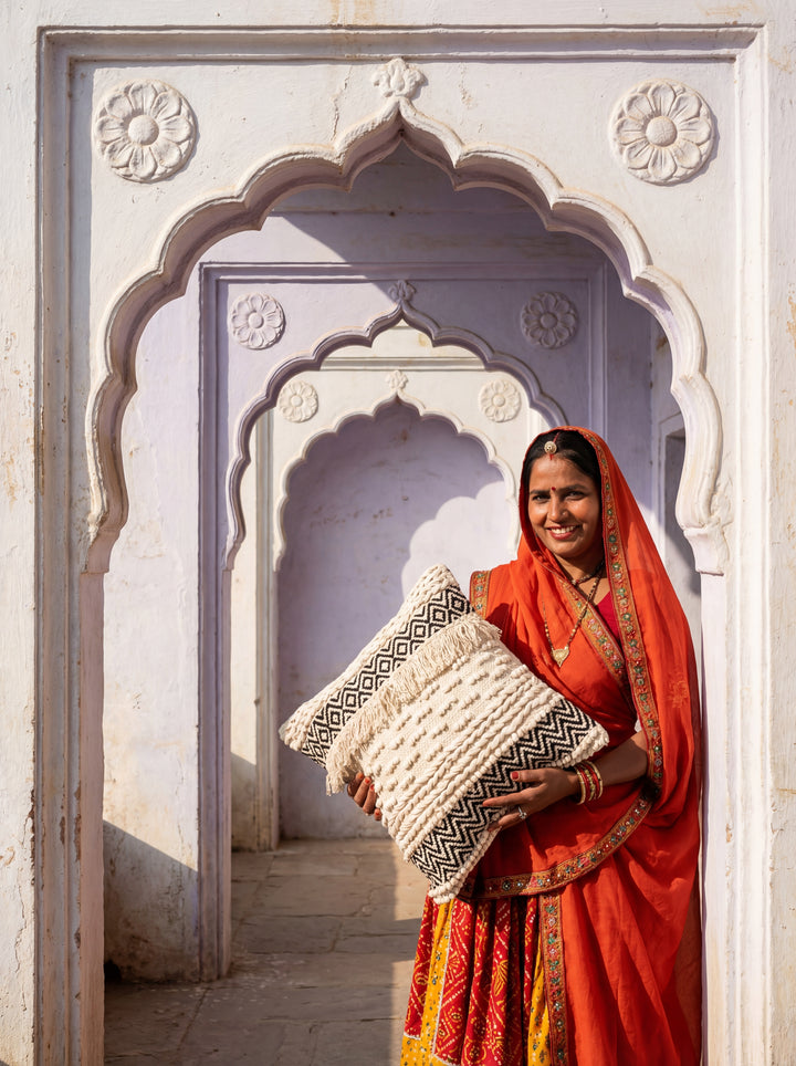 The Sacred Arch: 18x18" Heavyweight Textured Cotton Cushion – Artisans of Humanity Original