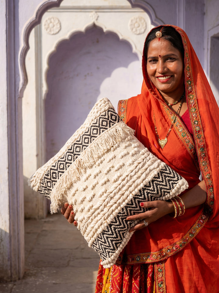 The Sacred Arch: 18x18" Heavyweight Textured Cotton Cushion – Artisans of Humanity Original