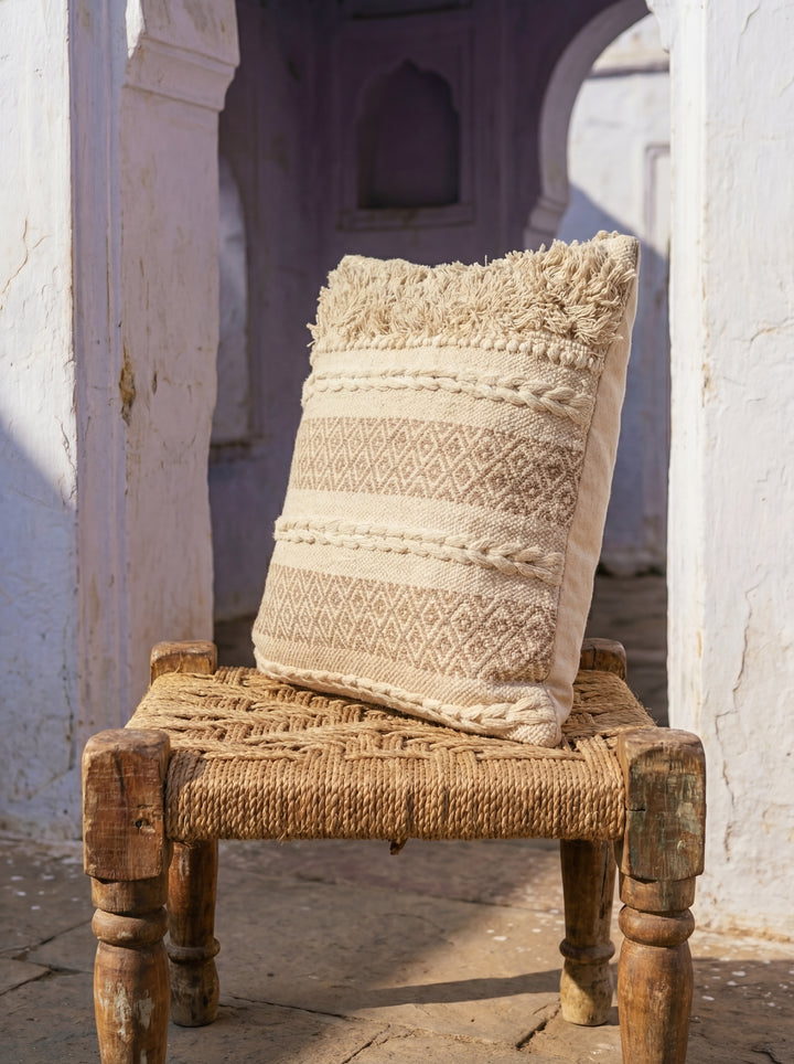The Village Craft: 18" Hand-Loomed Macramé Throw Pillow – Supporting Women Empowerment