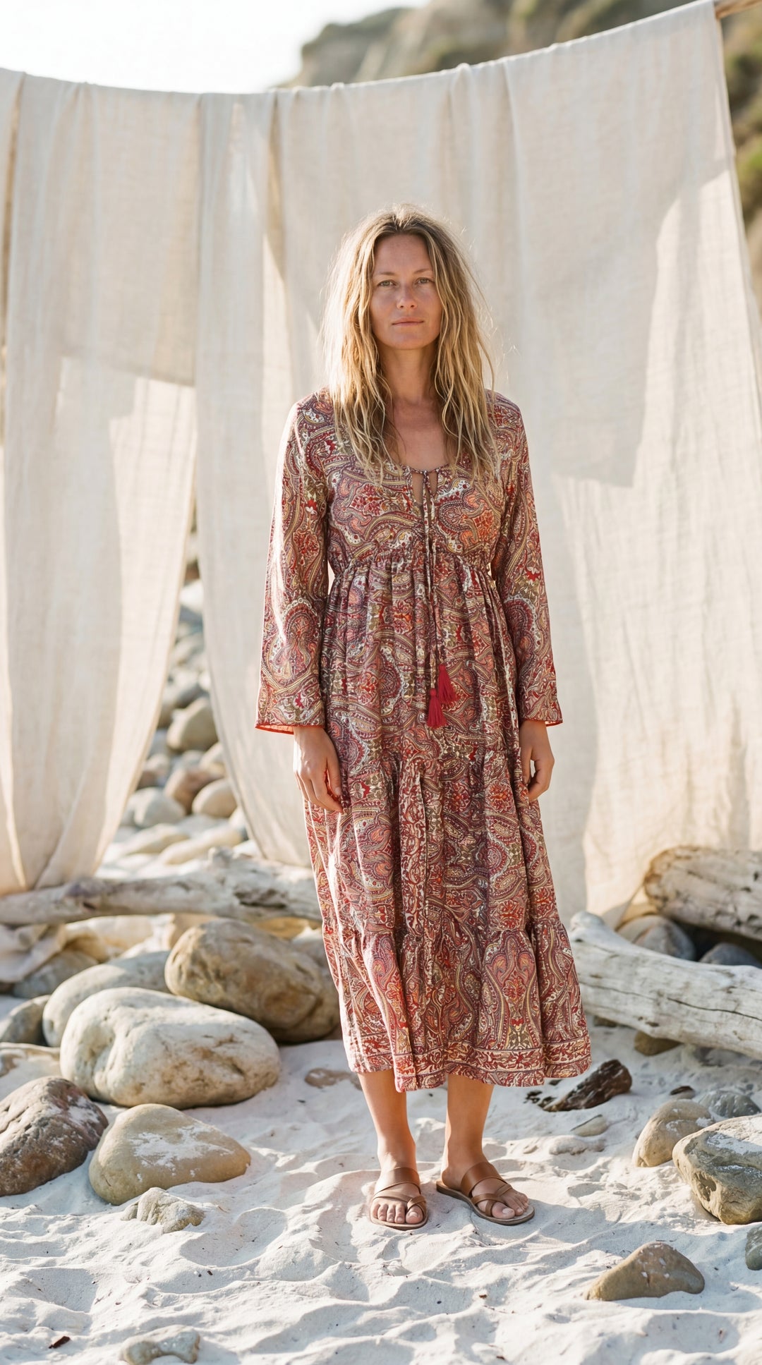 The "Kavita" Tiered Silk Boho Dress– Available in Sun-Kissed Yellow, Teal Green & Ruby Red