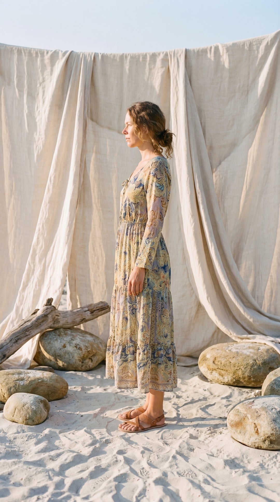 The "Kavita" Tiered Silk Boho Dress– Available in Sun-Kissed Yellow, Teal Green & Ruby Red