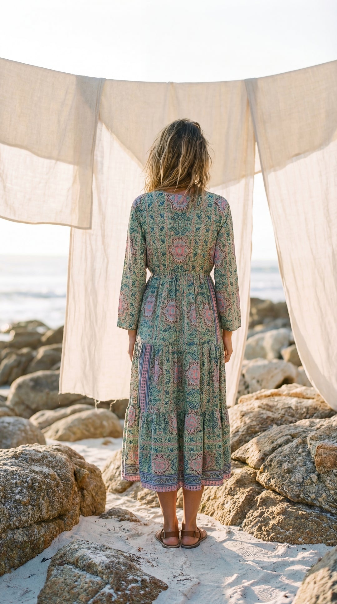 The "Kavita" Tiered Silk Boho Dress– Available in Sun-Kissed Yellow, Teal Green & Ruby Red