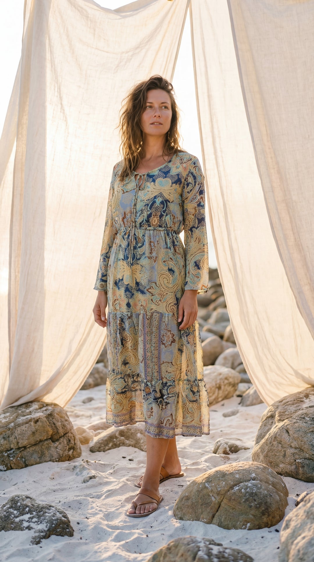 The "Kavita" Tiered Silk Boho Dress– Available in Sun-Kissed Yellow, Teal Green & Ruby Red