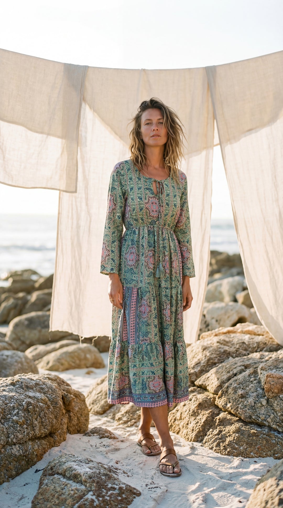 The "Kavita" Tiered Silk Boho Dress– Available in Sun-Kissed Yellow, Teal Green & Ruby Red