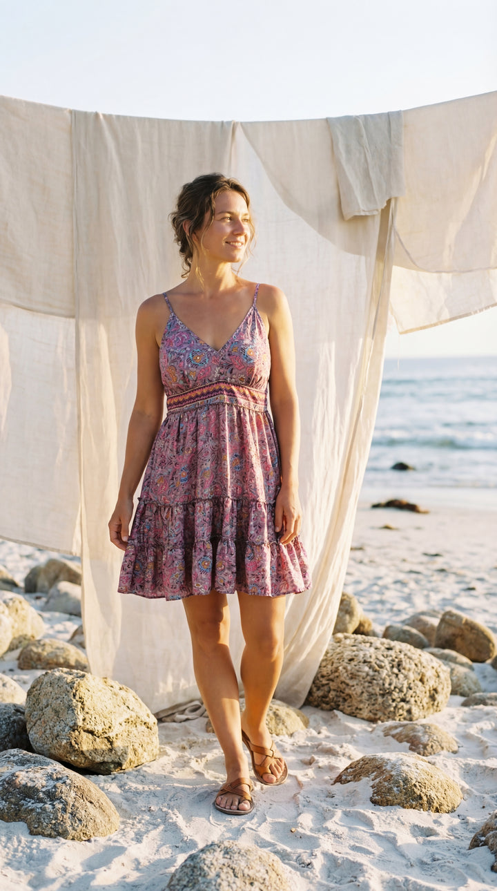 The "Inaya" Shirred Mini – Available in Soft Rose, Azure Blue & Sunset Orange