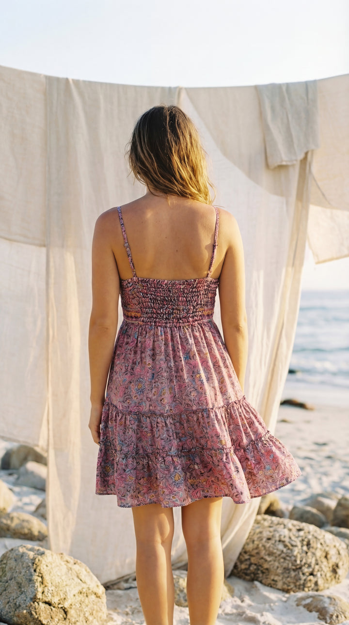 The "Inaya" Shirred Mini – Available in Soft Rose, Azure Blue & Sunset Orange