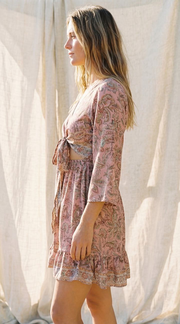 The "Kira" Front-Tie Short Dress– Available in 5 Sun-Stained Shades