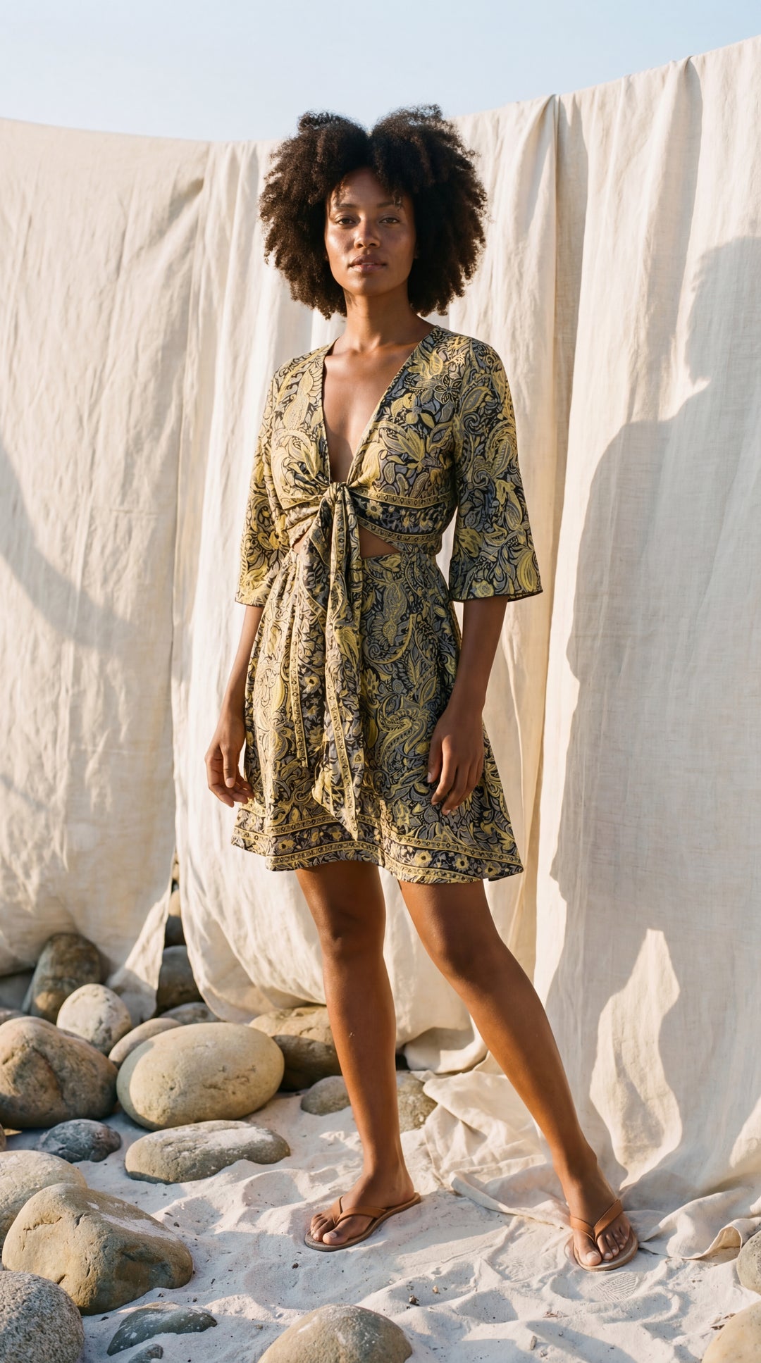 The "Kira" Front-Tie Short Dress– Available in 5 Sun-Stained Shades