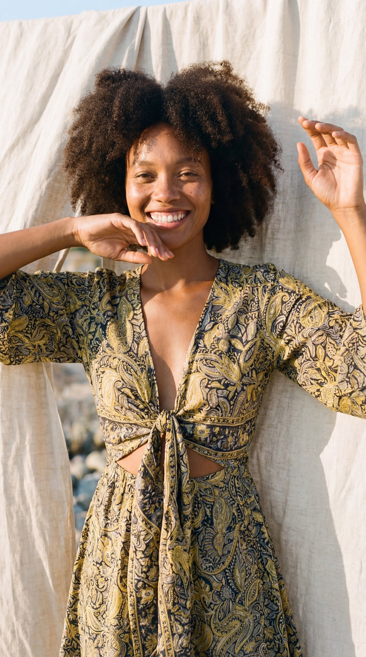 The "Kira" Front-Tie Short Dress– Available in 5 Sun-Stained Shades