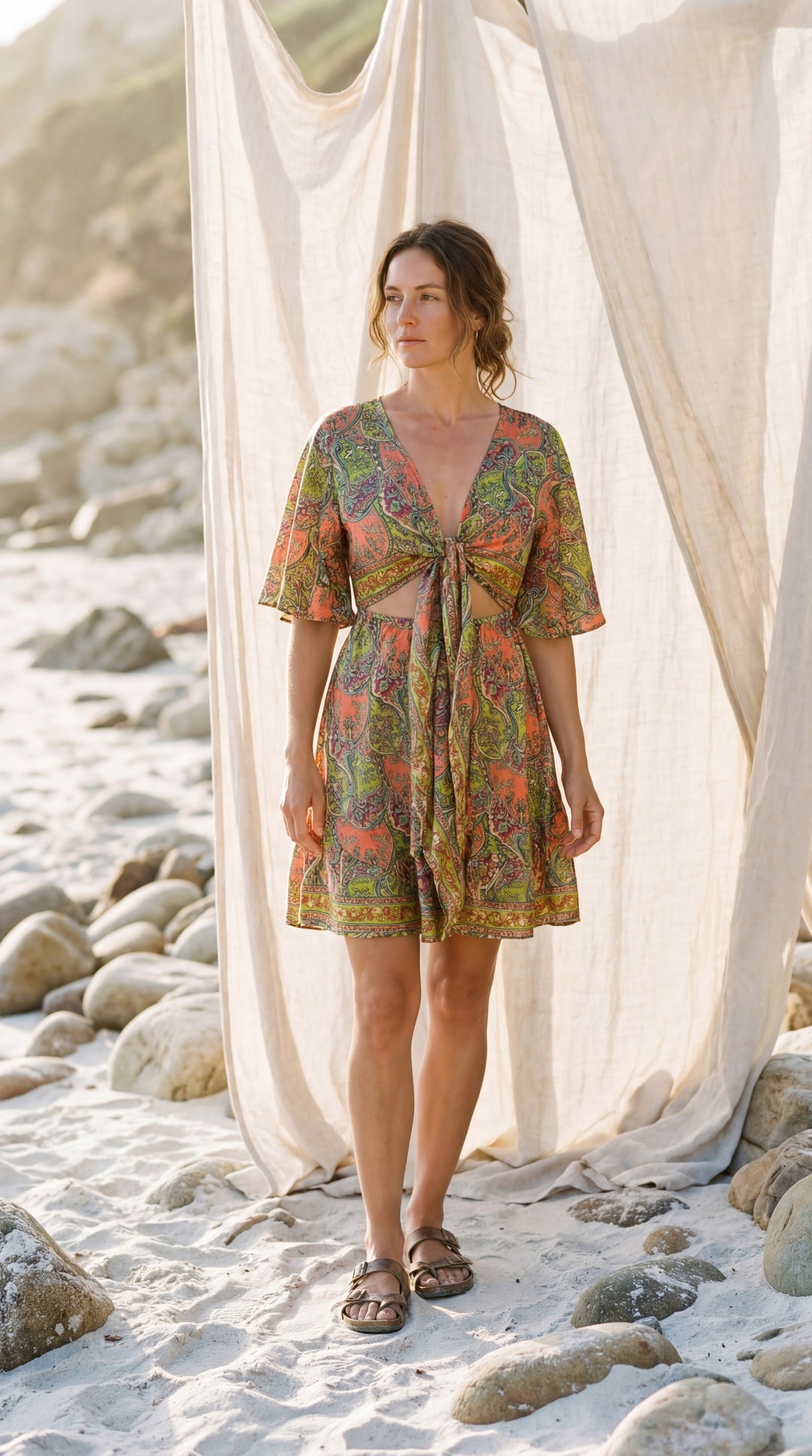 The "Kira" Front-Tie Short Dress– Available in 5 Sun-Stained Shades