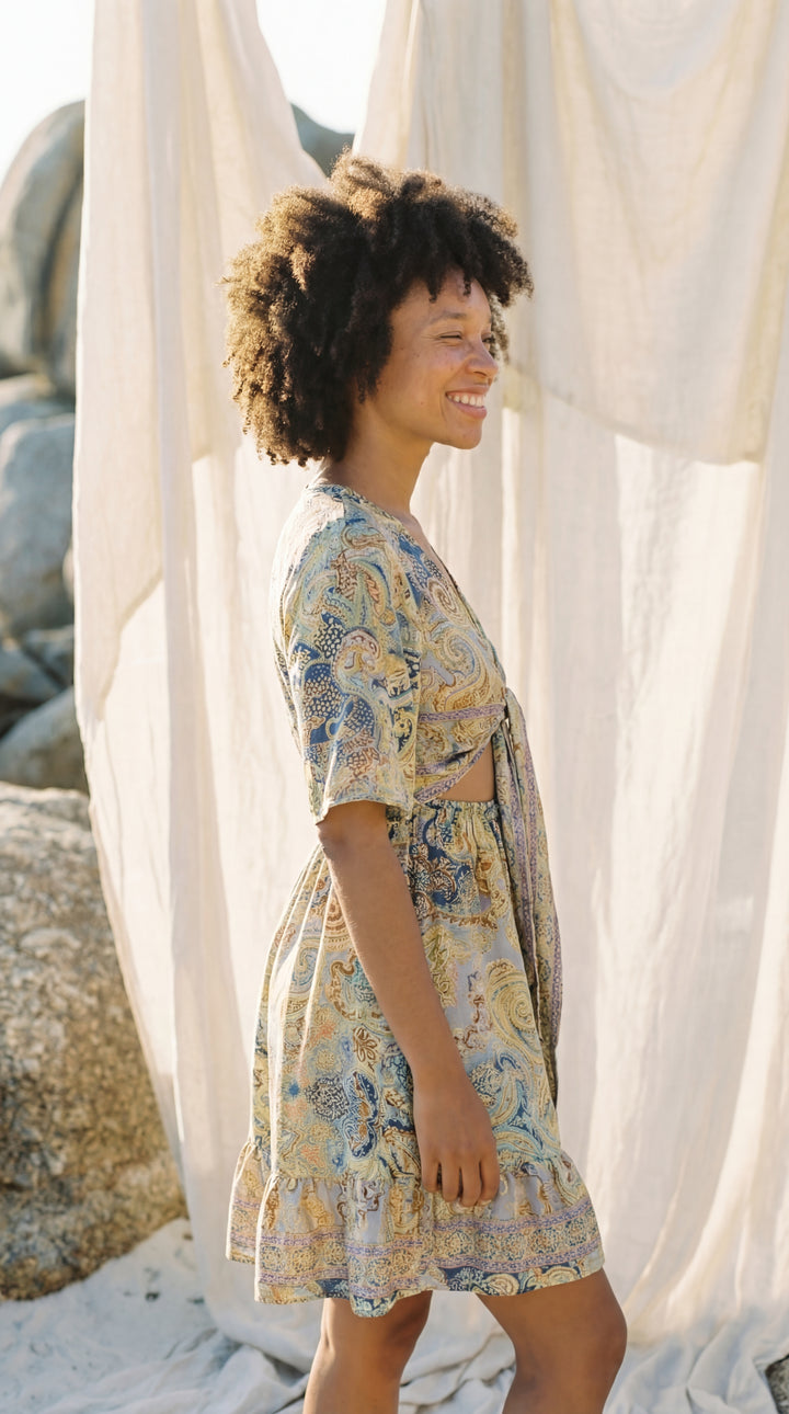 The "Kira" Front-Tie Short Dress– Available in 5 Sun-Stained Shades