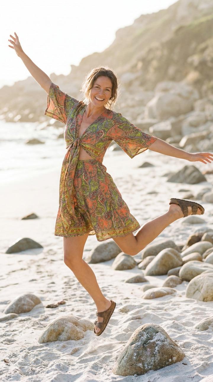 The "Kira" Front-Tie Short Dress– Available in 5 Sun-Stained Shades