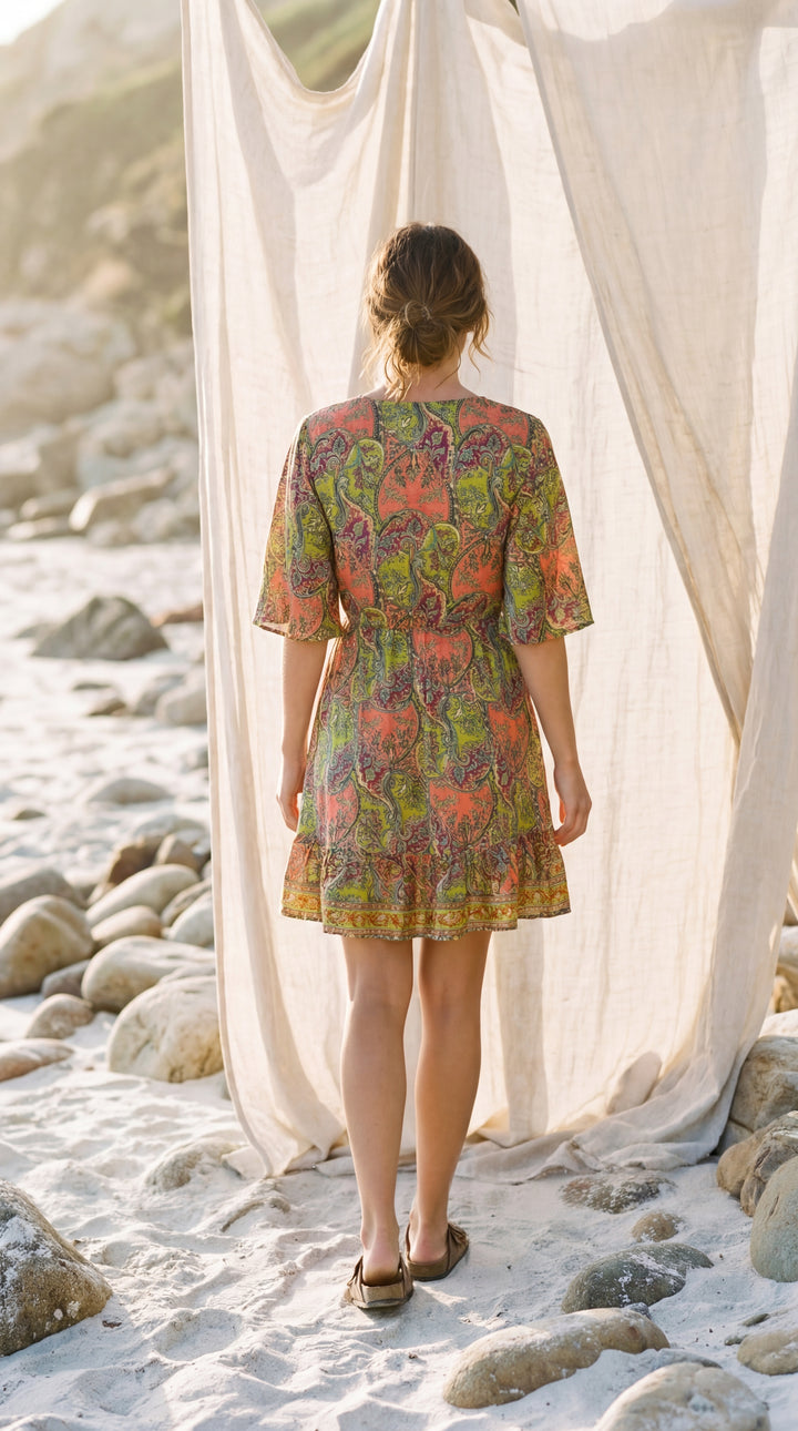 The "Kira" Front-Tie Short Dress– Available in 5 Sun-Stained Shades