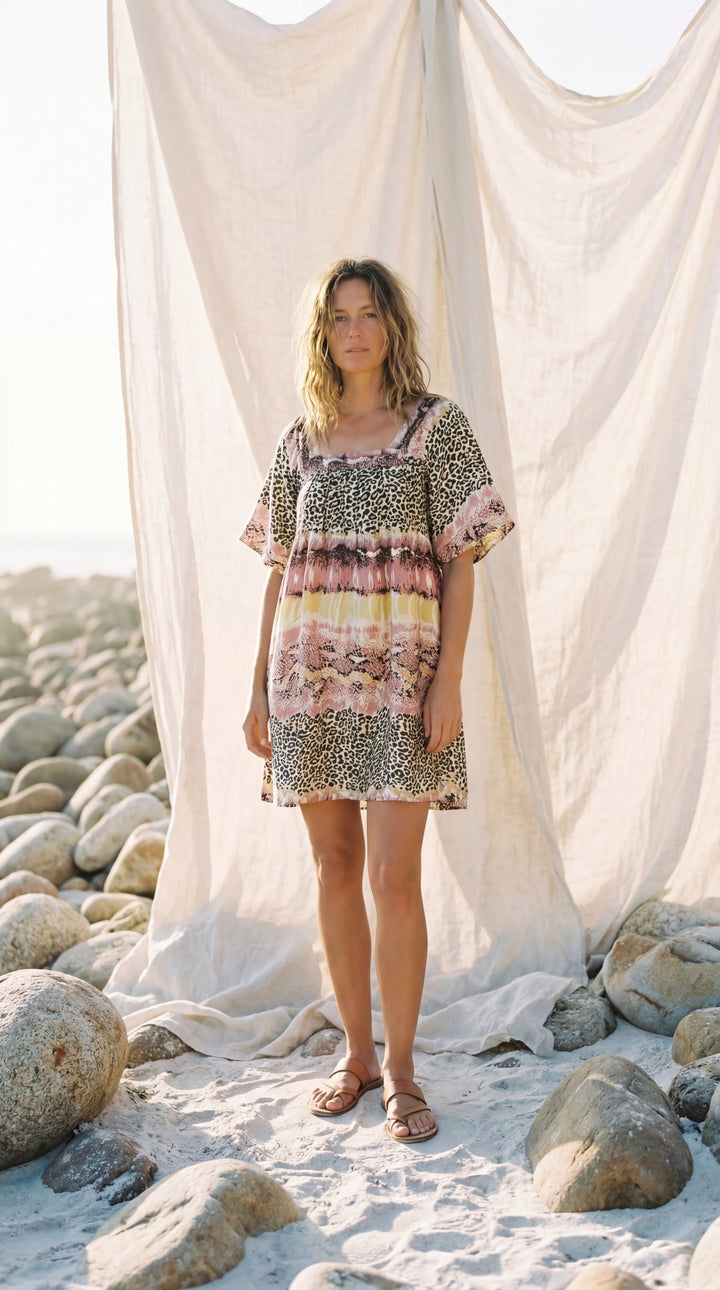 The "Lila" Silk Smock Dress – Available in Royal Purple, Sky Blue & Peony Pink