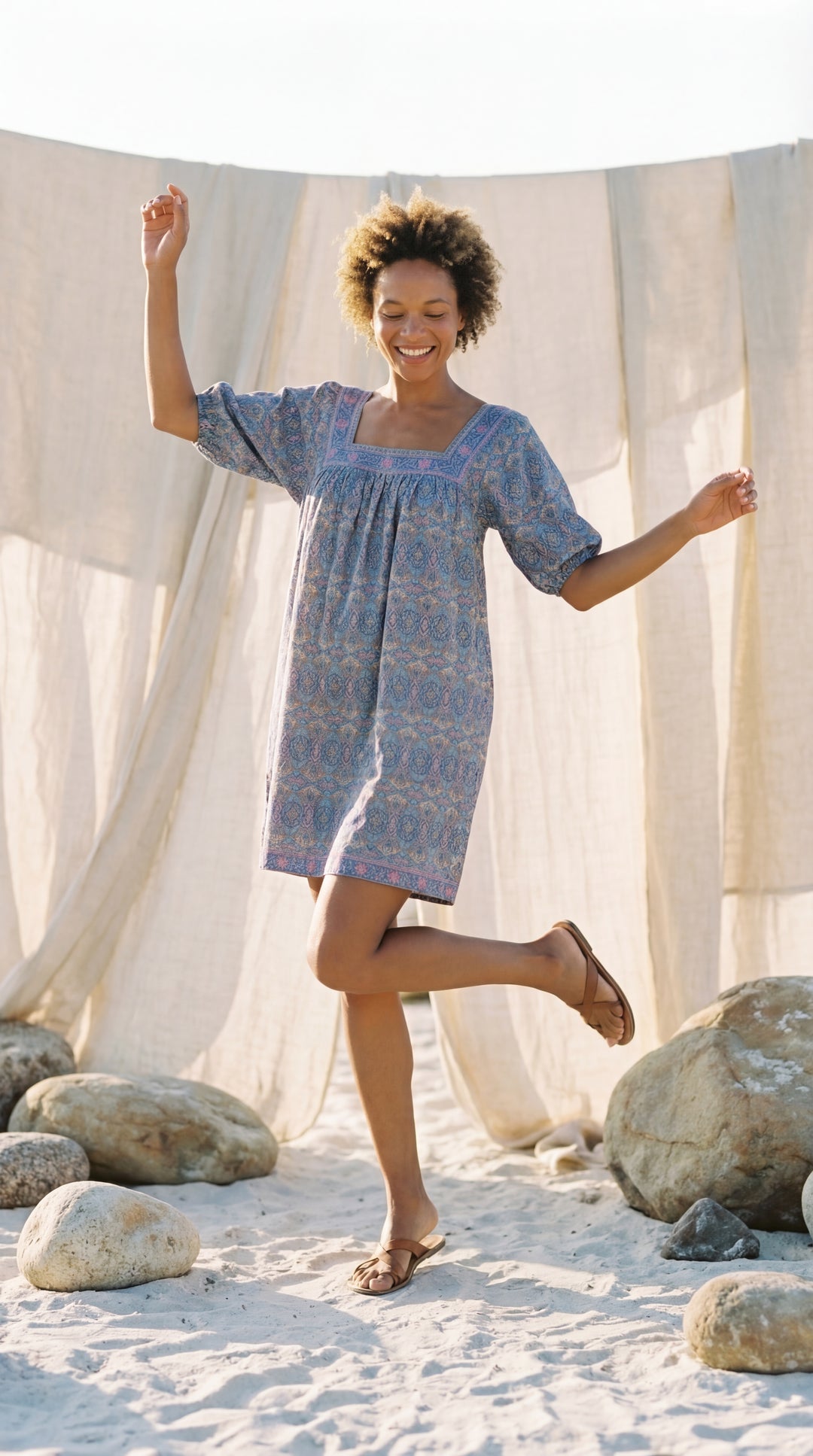The "Lila" Silk Smock Dress – Available in Royal Purple, Sky Blue & Peony Pink