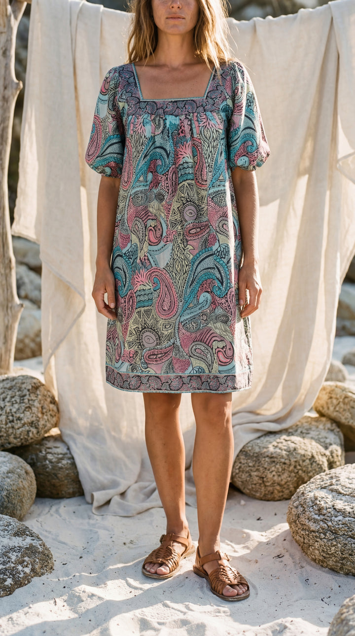 The "Lila" Silk Smock Dress – Available in Royal Purple, Sky Blue & Peony Pink