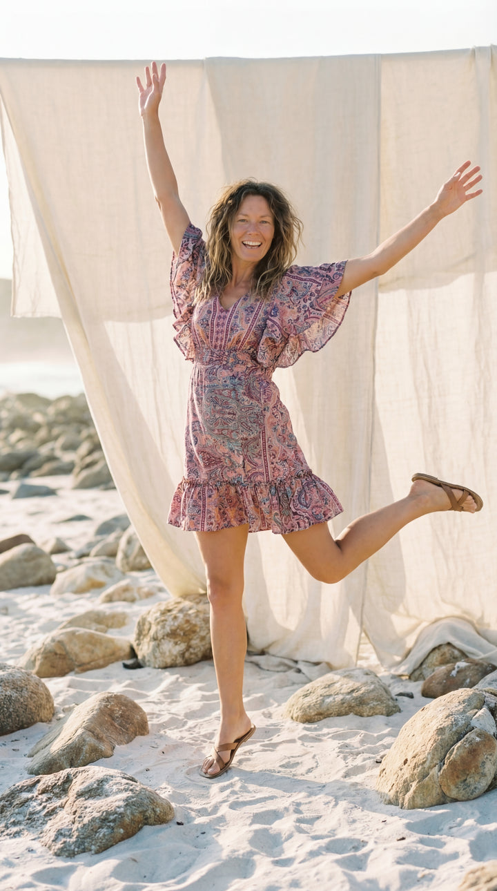 The "Sia" Frill Mini – Available in Sunset Orange, Dusty Rose & Peony Pink