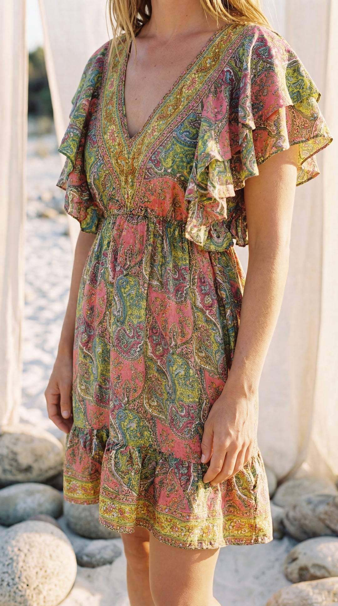 The "Sia" Frill Mini – Available in Sunset Orange, Dusty Rose & Peony Pink