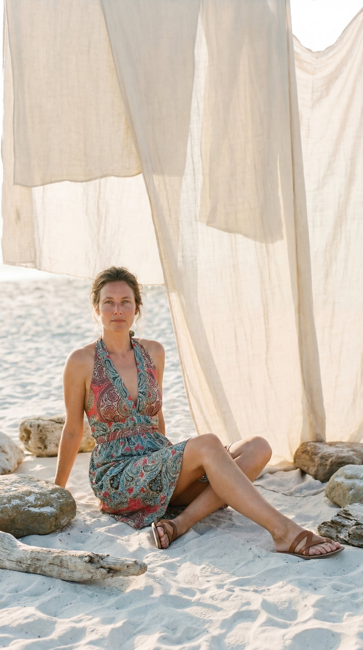 The "Zala" Halter Mini – Available in Sunset Orange, Royal Purple & Ocean Blue