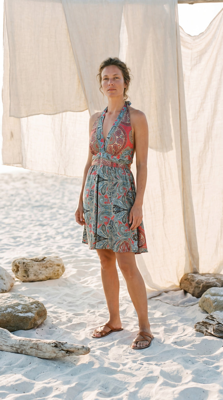 The "Zala" Halter Mini – Available in Sunset Orange, Royal Purple & Ocean Blue