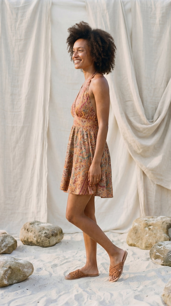 The "Zala" Halter Mini – Available in Sunset Orange, Royal Purple & Ocean Blue