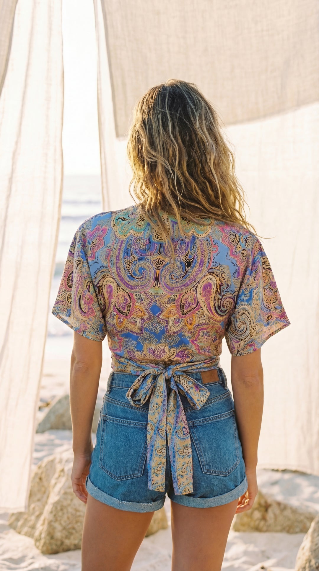 The "Zia" Silk Wrap Top – Available in Sun Yellow, Burnt Orange & Teal Green
