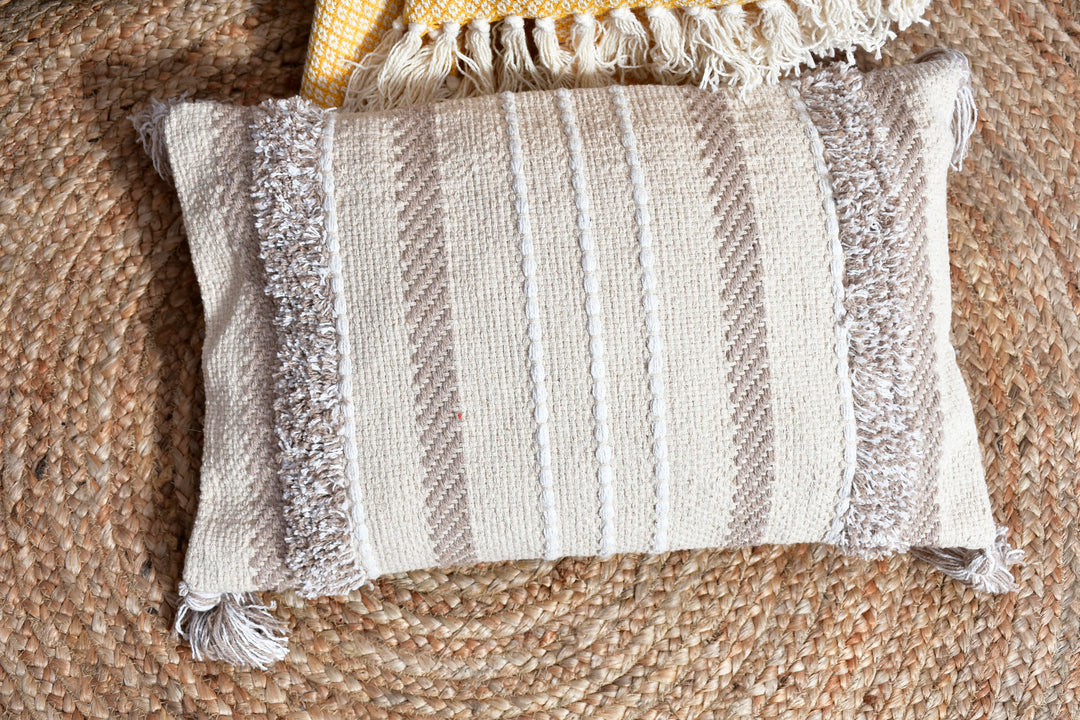 The Village Craft Pillow: 18" Hand-Loomed Macramé Throw Pillow – Supporting Women Empowerment