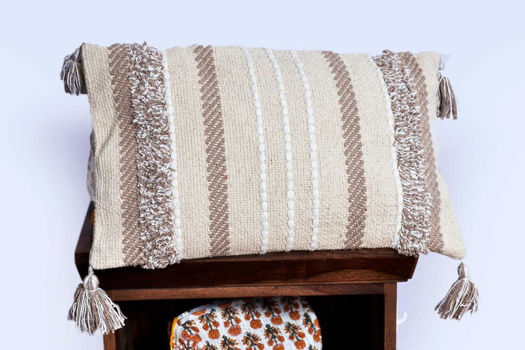 The Village Craft Pillow: 18" Hand-Loomed Macramé Throw Pillow – Supporting Women Empowerment