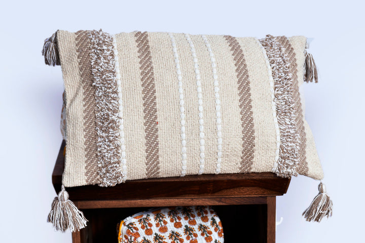 The Village Craft Pillow: 18" Hand-Loomed Macramé Throw Pillow – Supporting Women Empowerment