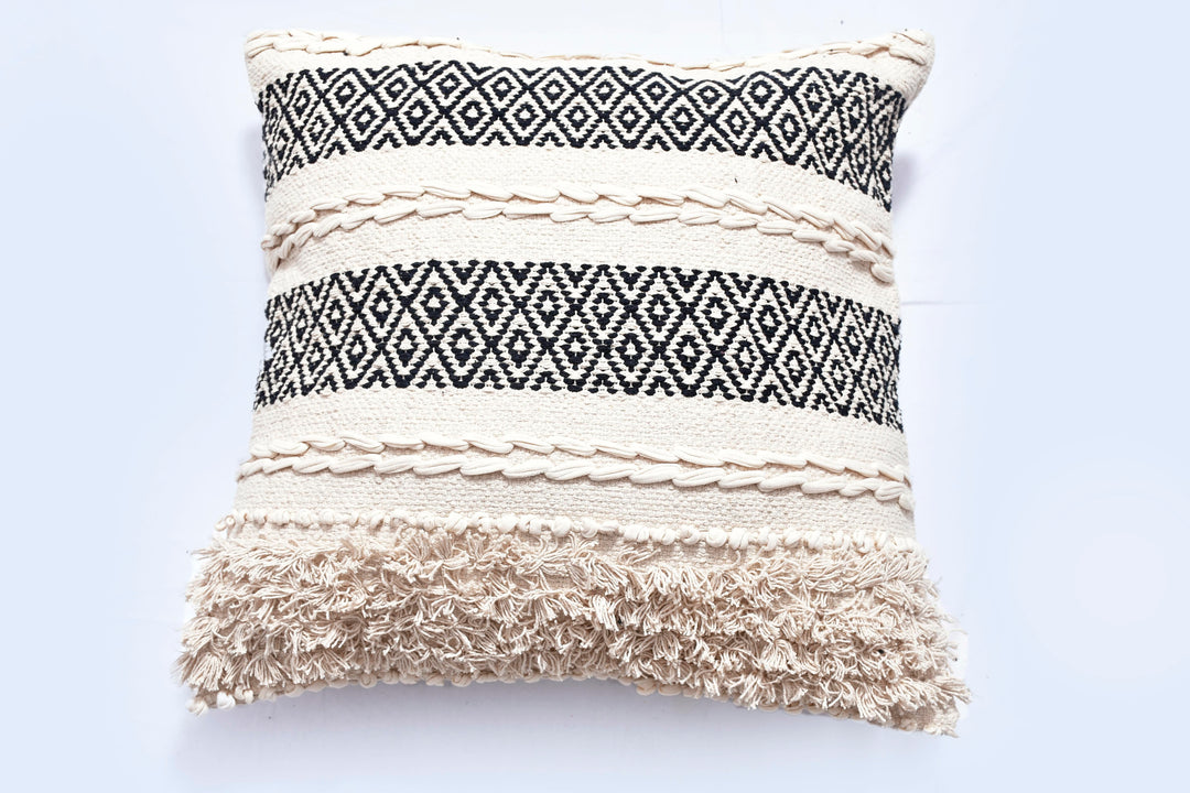 The Humanity Series: Artisan-Made Macramé Accent Pillow – 18x18" Ivory Hand-Woven