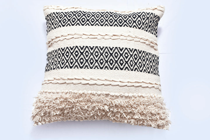 The Humanity Series: Artisan-Made Macramé Accent Pillow – 18x18" Ivory Hand-Woven