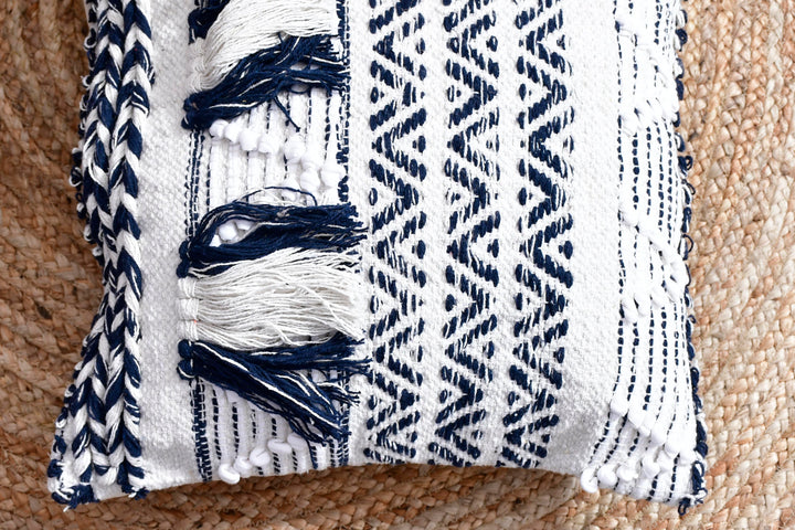 The Nomad Texture: 18" Square Boho-Chic Cushion – Hand-Loomed by Women Artisans