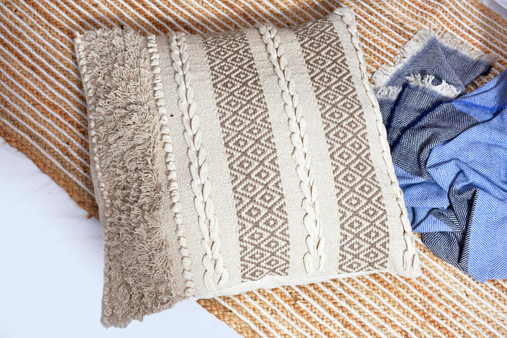 The Village Craft: 18" Hand-Loomed Macramé Throw Pillow – Supporting Women Empowerment