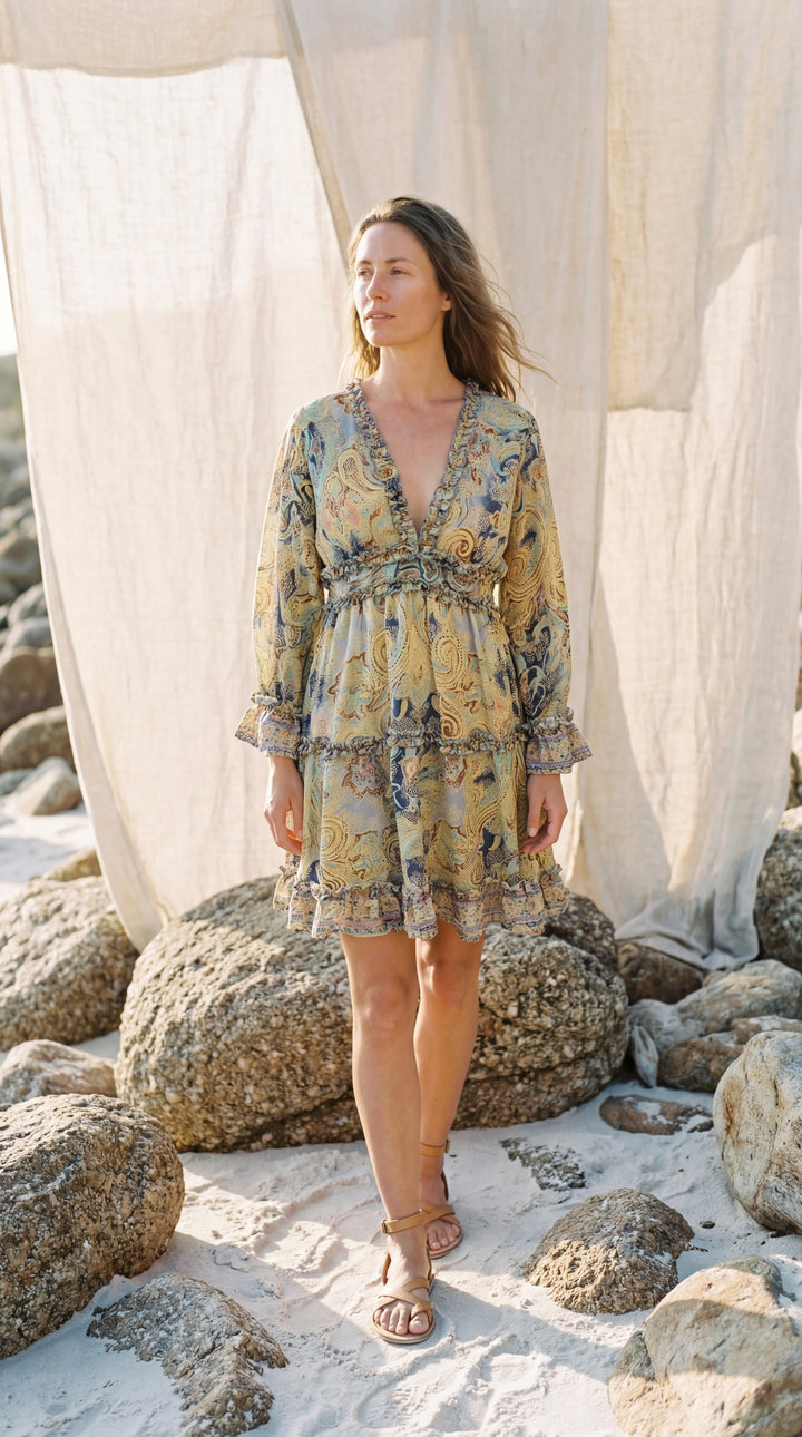 The "Zia" Ruffle Mini – Available in Azure Blue, Sun-Drenched Yellow & Rose Pink