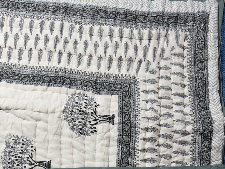 The Alabaster Tree of Life Quilt – 108x108" Monochrome White Organic Cotton Super King
