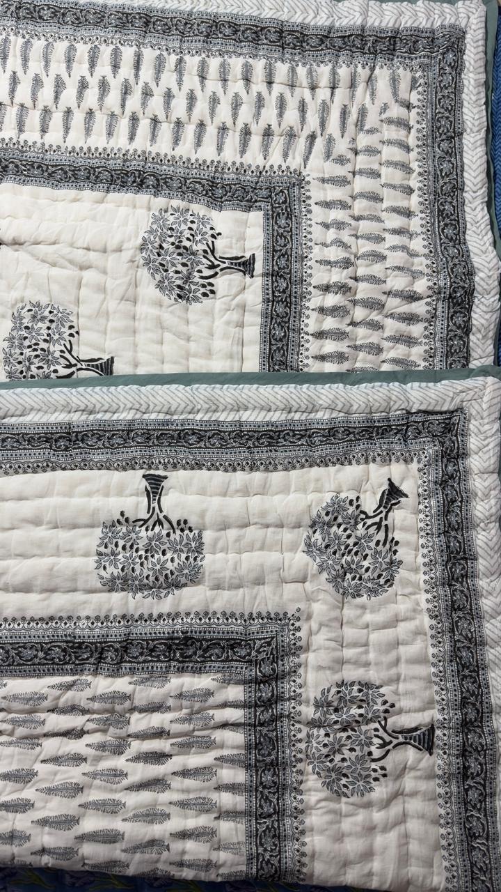 The Alabaster Tree of Life Quilt – 108x108" Monochrome White Organic Cotton Super King