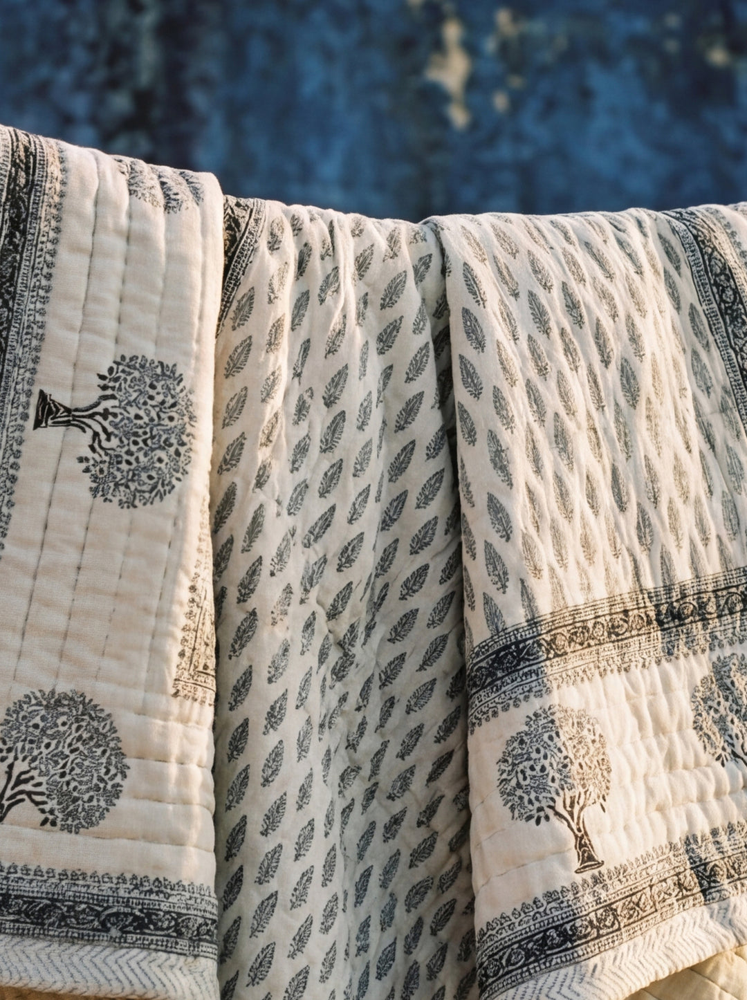 The Alabaster Tree of Life Quilt – 108x108" Monochrome White Organic Cotton Super King
